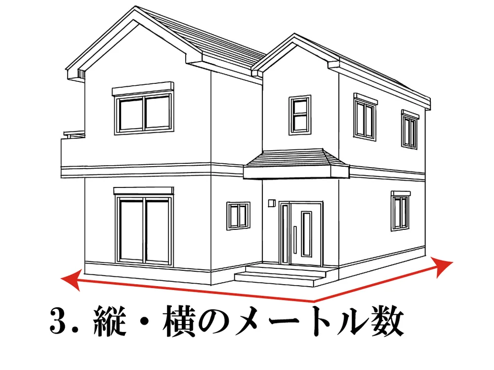 建物の縦横のメートル数を示す写真例