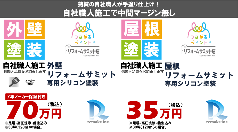 リフォームサミット専用シリコン塗装 税込料金プラン